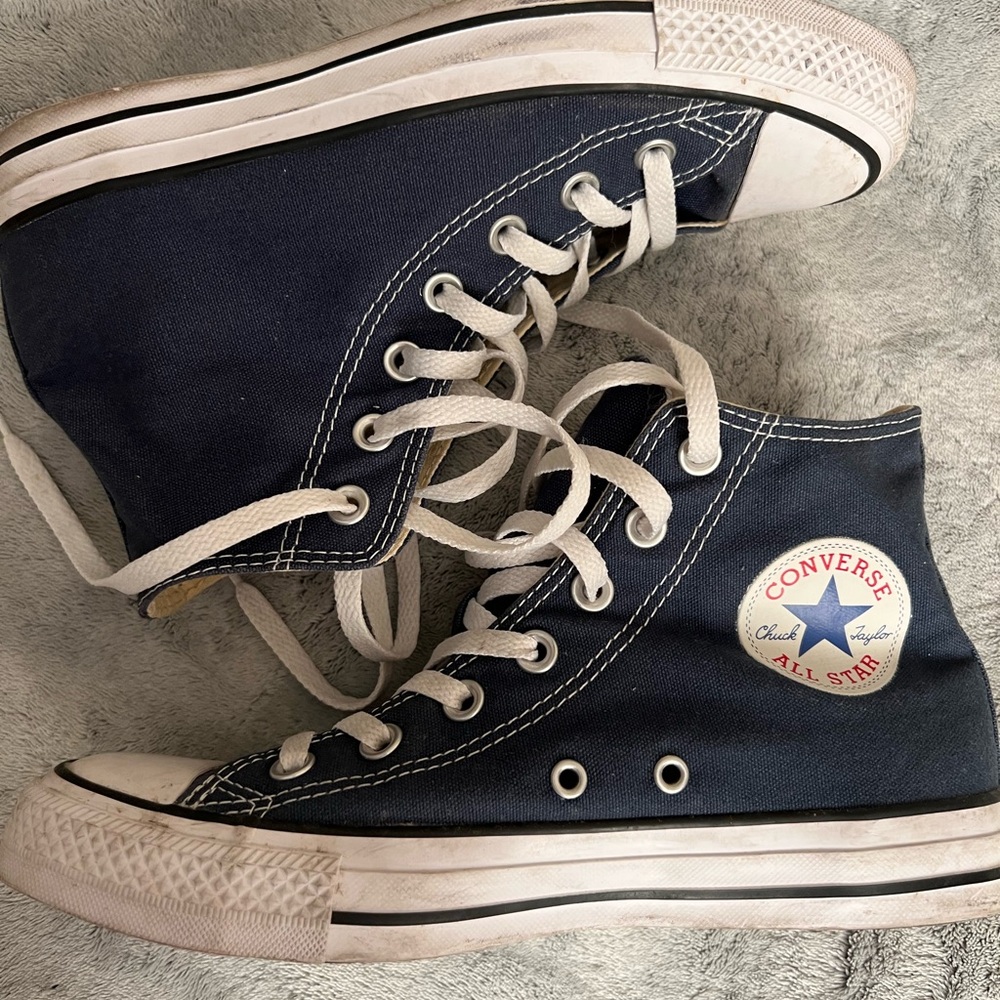 Converse Navy High Tops with White Accents